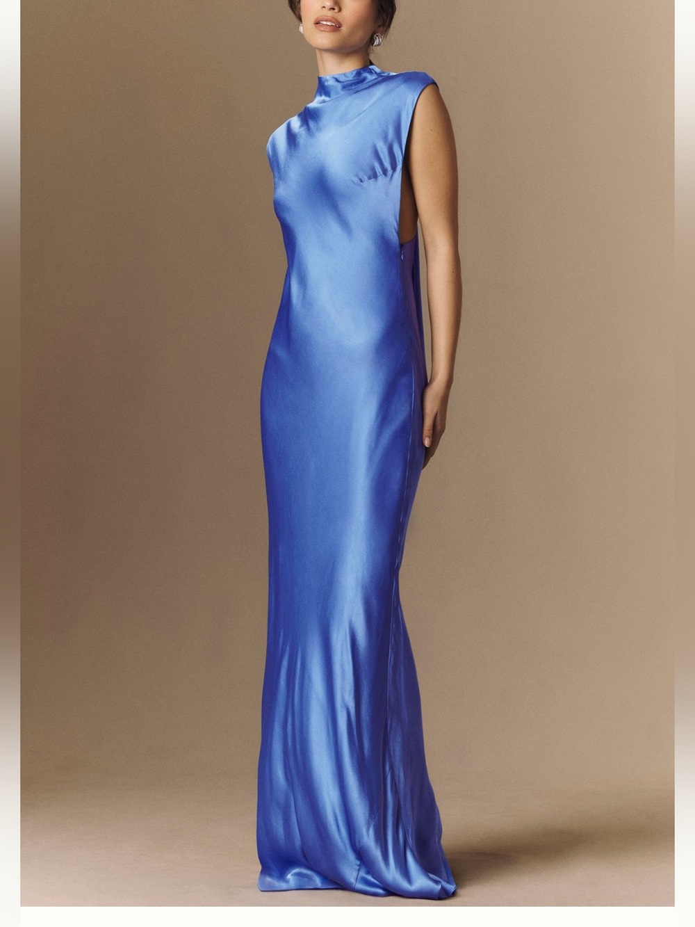 BHLDN Satin Knot Maxi Dress in Blue Size M